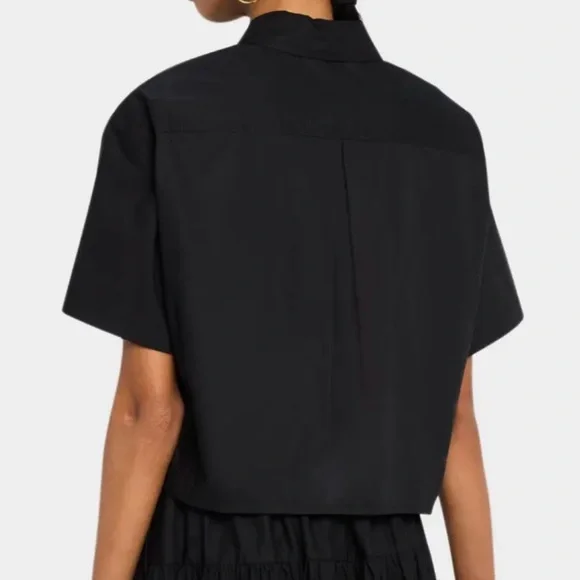 A.L.C Jade Black Cotton Eyelet Embroidered Short Sleeves Blouse Top size L - Picture 3 of 14